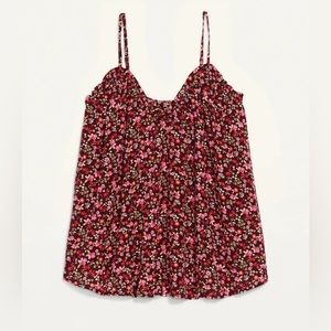 NWT Old Navy Scoop Neck Burgundy Floral Swing Cami Blouse